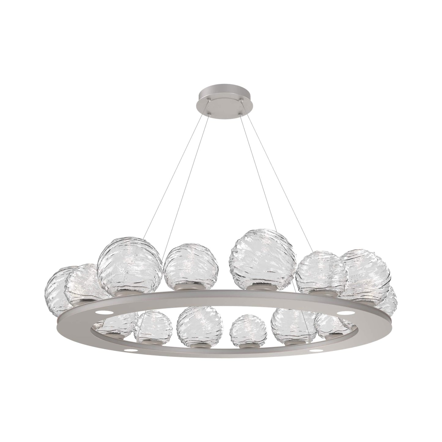 Gaia Ring LED Chandelier in Beige Silver/Clear Blown Glass (48.5-Inch).