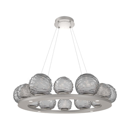 Gaia Ring LED Chandelier in Beige Silver/Smoke Blown Glass (38.4-Inch).