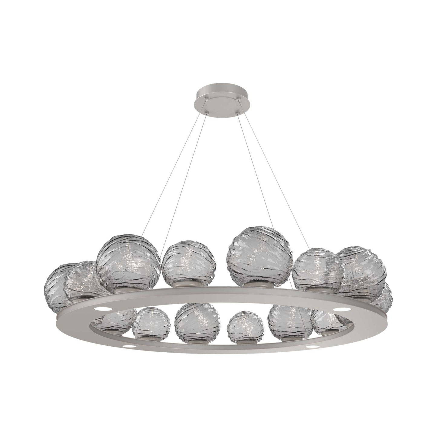 Gaia Ring LED Chandelier in Beige Silver/Smoke Blown Glass (48.5-Inch).
