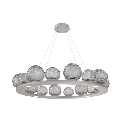 Gaia Ring LED Chandelier in Beige Silver/Smoke Blown Glass (48.5-Inch).