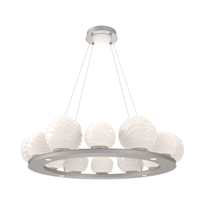 Gaia Ring LED Chandelier in Beige Silver/White Blown Glass (38.4-Inch).