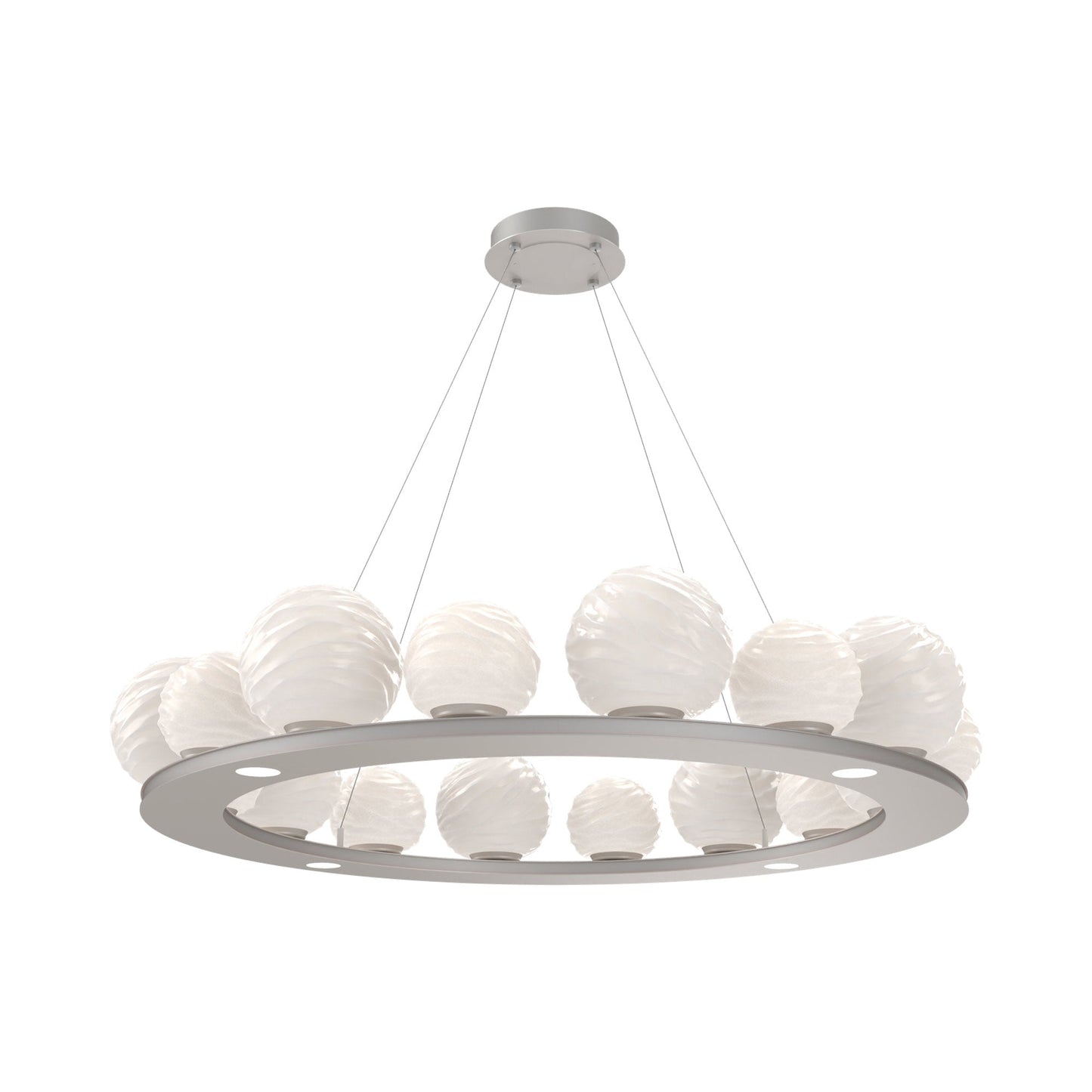 Gaia Ring LED Chandelier in Beige Silver/White Blown Glass (48.5-Inch).