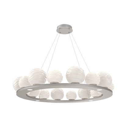 Gaia Ring LED Chandelier in Beige Silver/White Blown Glass (48.5-Inch).
