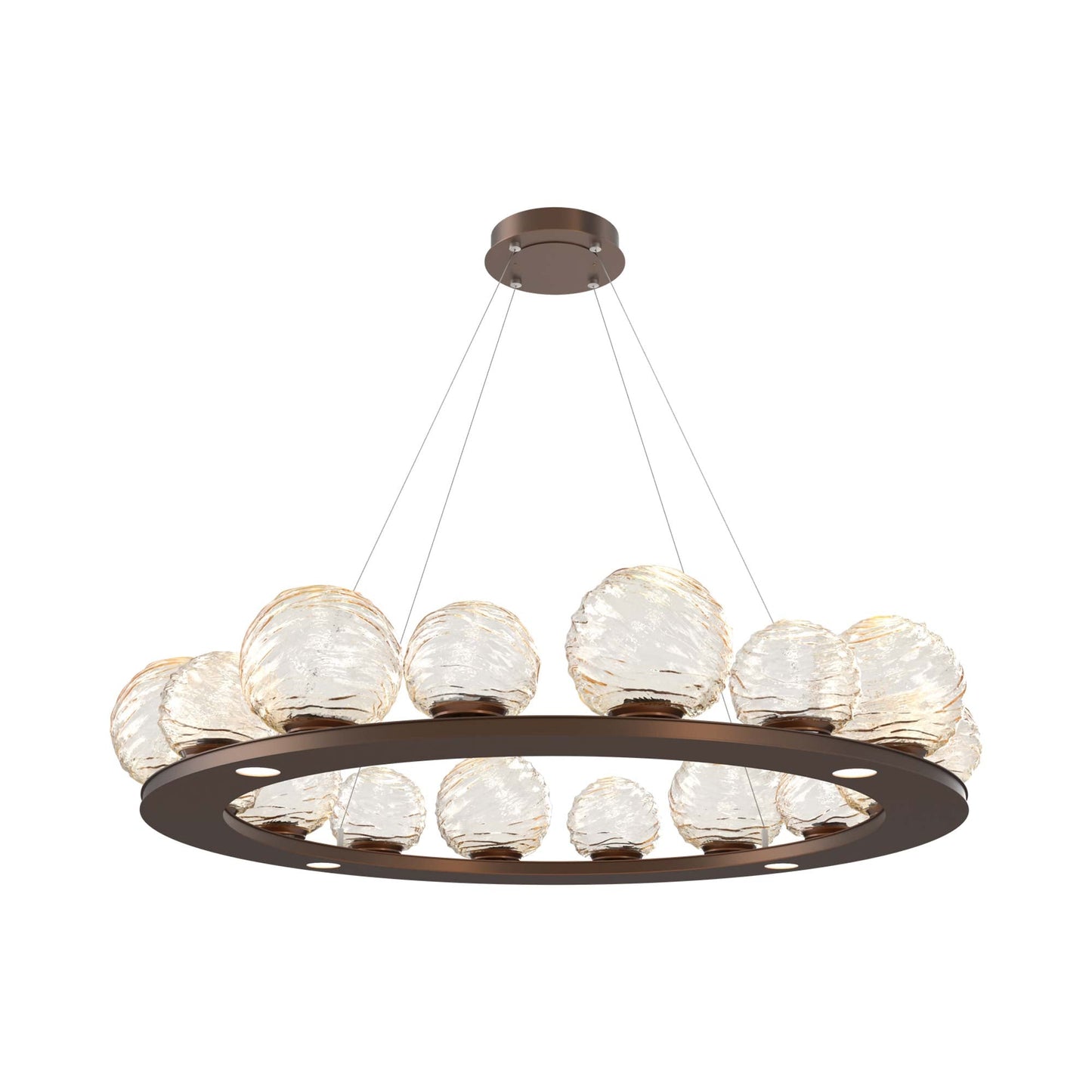Gaia Ring LED Chandelier in Burnished Bronze/Amber Blown Glass (48.5-Inch).