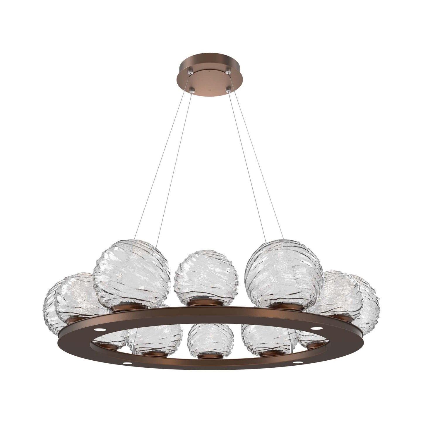 Gaia Ring LED Chandelier in Burnished Bronze/Clear Blown Glass (38.4-Inch).