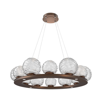 Gaia Ring LED Chandelier in Burnished Bronze/Clear Blown Glass (38.4-Inch).
