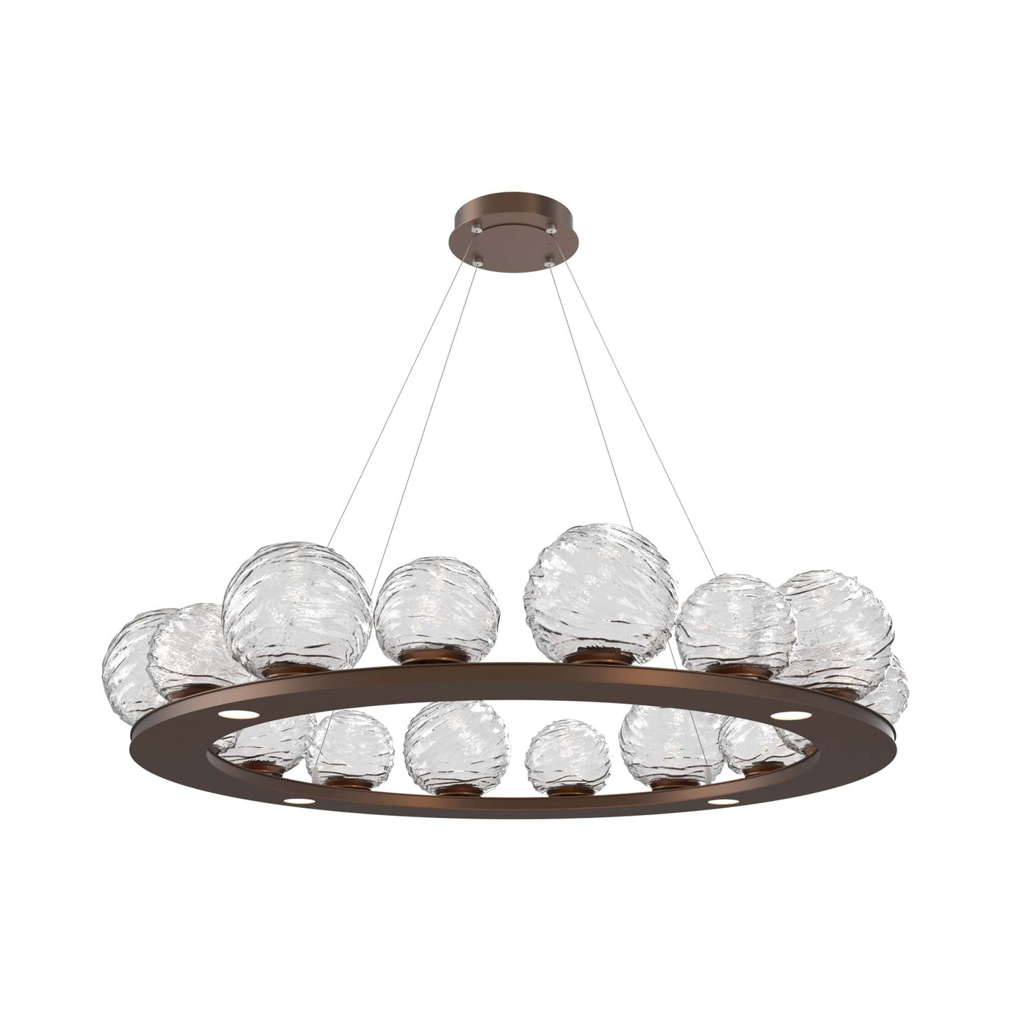Gaia Ring LED Chandelier in Burnished Bronze/Clear Blown Glass (48.5-Inch).
