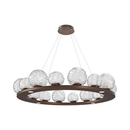 Gaia Ring LED Chandelier in Burnished Bronze/Clear Blown Glass (48.5-Inch).