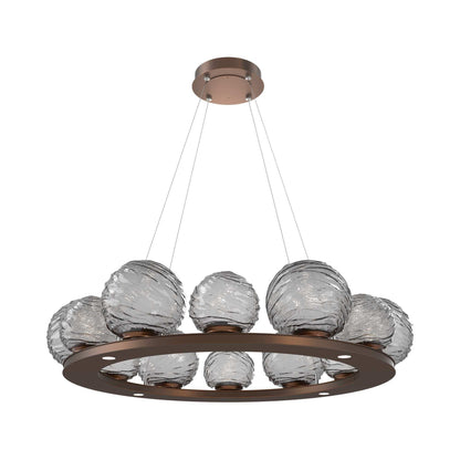 Gaia Ring LED Chandelier in Burnished Bronze/Smoke Blown Glass (38.4-Inch).