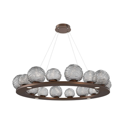 Gaia Ring LED Chandelier in Burnished Bronze/Smoke Blown Glass (48.5-Inch).