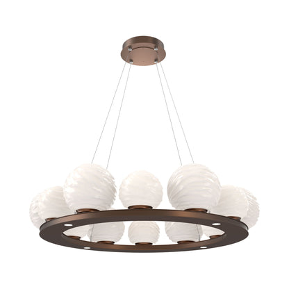 Gaia Ring LED Chandelier in Burnished Bronze/White Blown Glass (38.4-Inch).