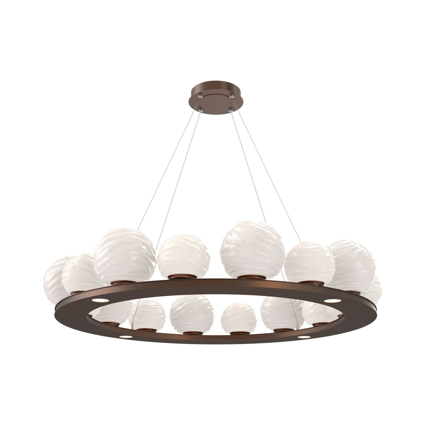 Gaia Ring LED Chandelier in Burnished Bronze/White Blown Glass (48.5-Inch).