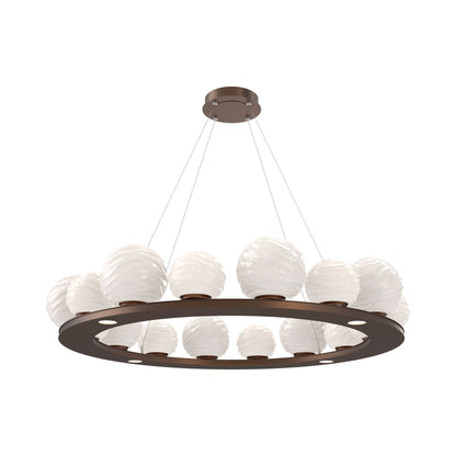Gaia Ring LED Chandelier in Burnished Bronze/White Blown Glass (48.5-Inch).