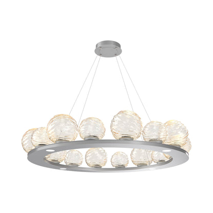 Gaia Ring LED Chandelier in Classic Silver/Amber Blown Glass (48.5-Inch).