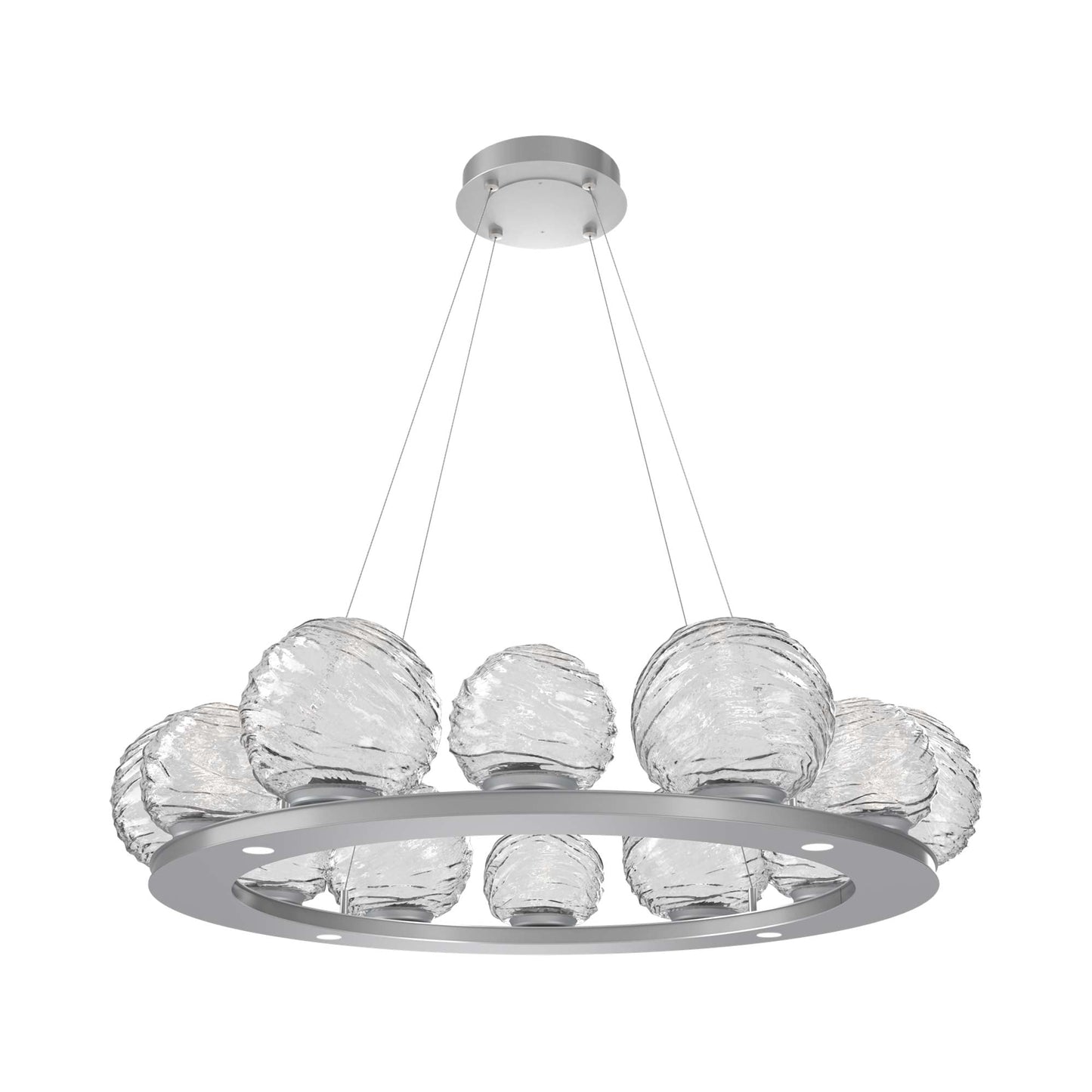 Gaia Ring LED Chandelier in Classic Silver/Clear Blown Glass (38.4-Inch).