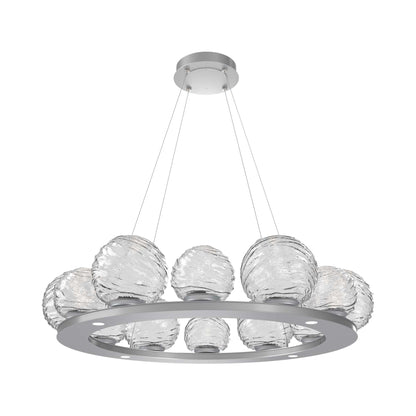 Gaia Ring LED Chandelier in Classic Silver/Clear Blown Glass (38.4-Inch).