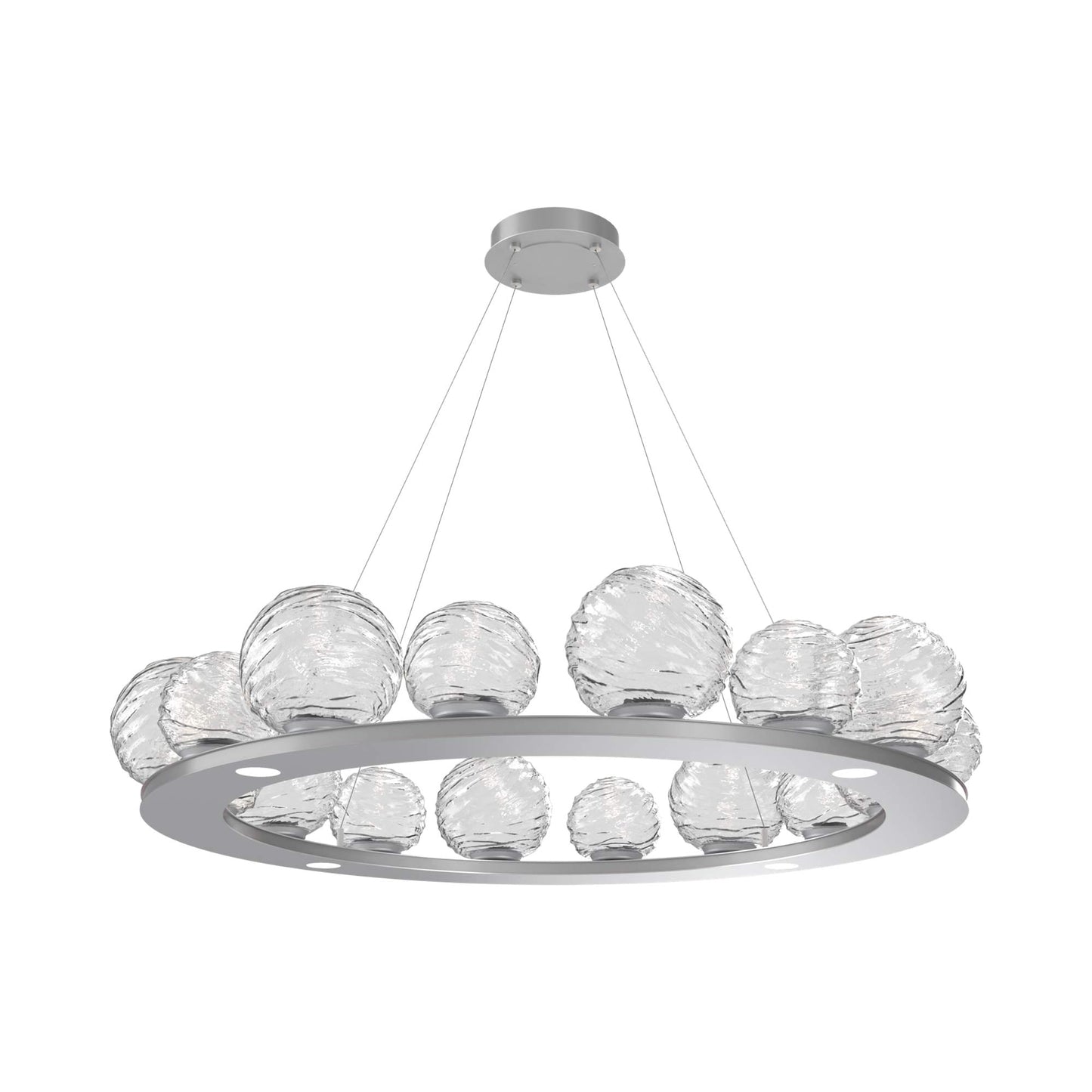 Gaia Ring LED Chandelier in Classic Silver/Clear Blown Glass (48.5-Inch).