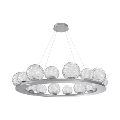 Gaia Ring LED Chandelier in Classic Silver/Clear Blown Glass (48.5-Inch).