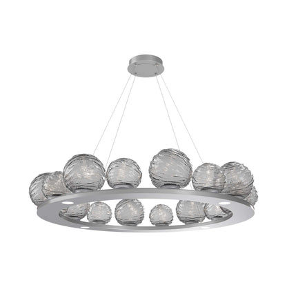 Gaia Ring LED Chandelier in Classic Silver/Smoke Blown Glass (48.5-Inch).