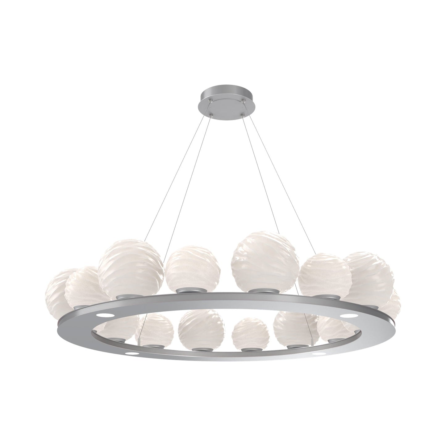 Gaia Ring LED Chandelier in Classic Silver/White Blown Glass (48.5-Inch).