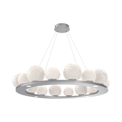 Gaia Ring LED Chandelier in Classic Silver/White Blown Glass (48.5-Inch).