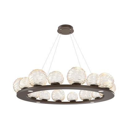 Gaia Ring LED Chandelier in Flat Bronze/Amber Blown Glass (48.5-Inch).