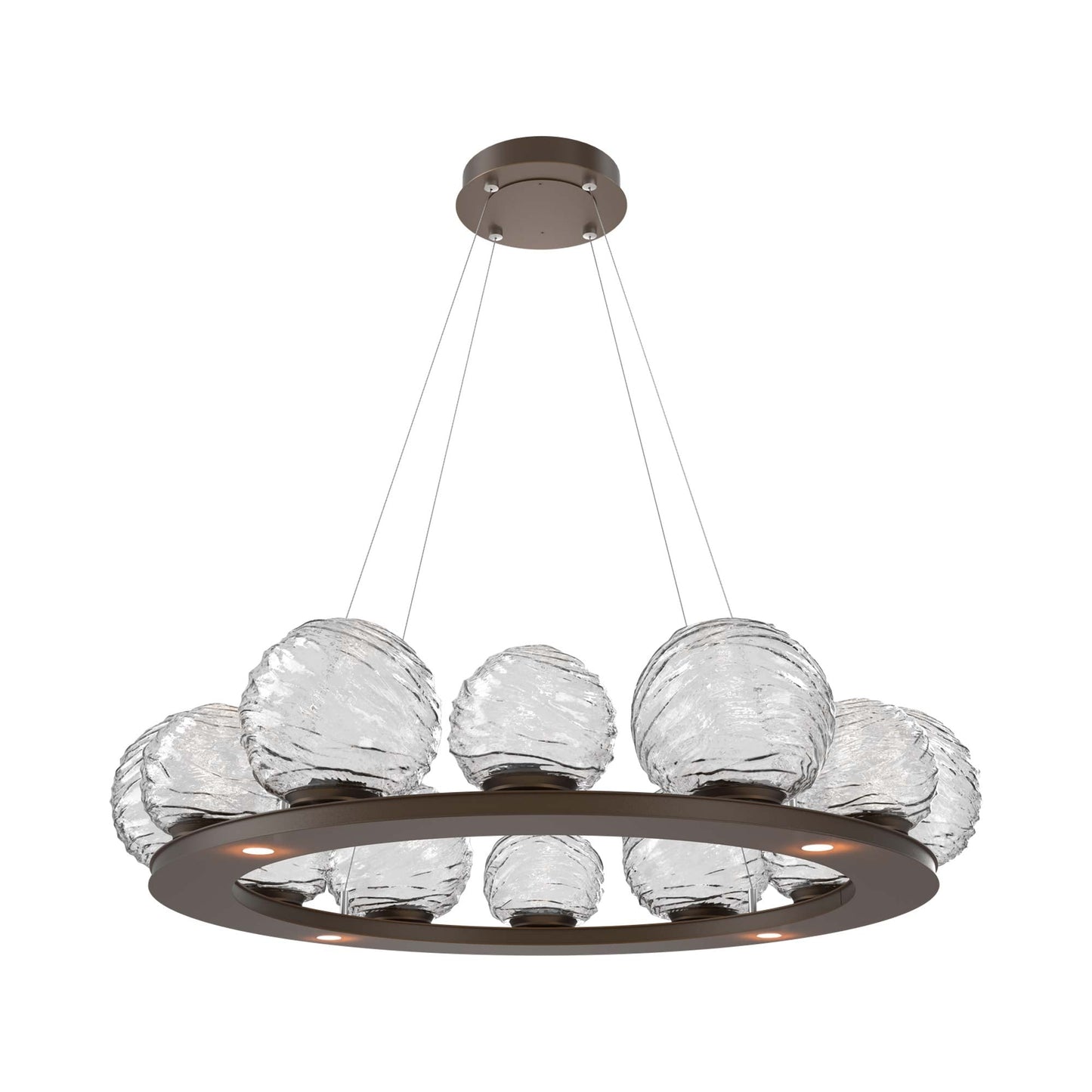 Gaia Ring LED Chandelier in Flat Bronze/Clear Blown Glass (38.4-Inch).
