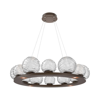 Gaia Ring LED Chandelier in Flat Bronze/Clear Blown Glass (38.4-Inch).