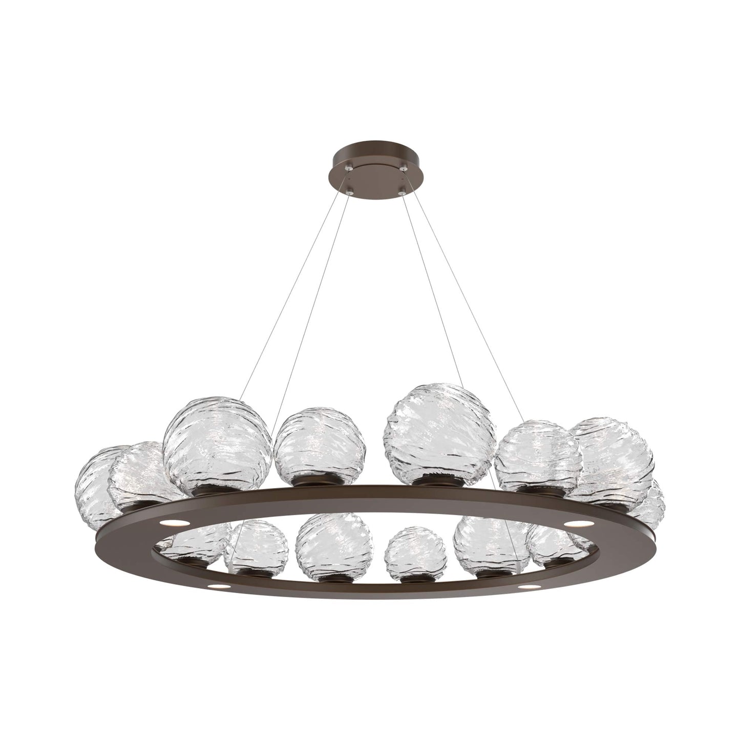 Gaia Ring LED Chandelier in Flat Bronze/Clear Blown Glass (48.5-Inch).
