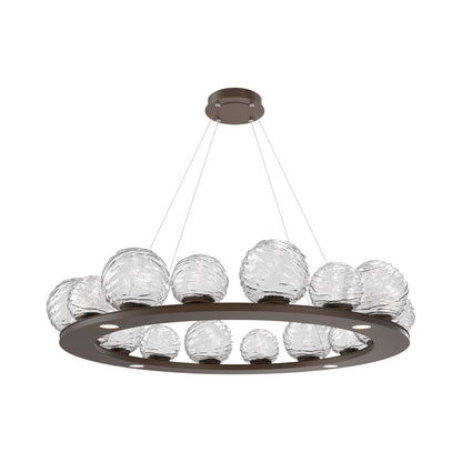 Gaia Ring LED Chandelier in Flat Bronze/Clear Blown Glass (48.5-Inch).