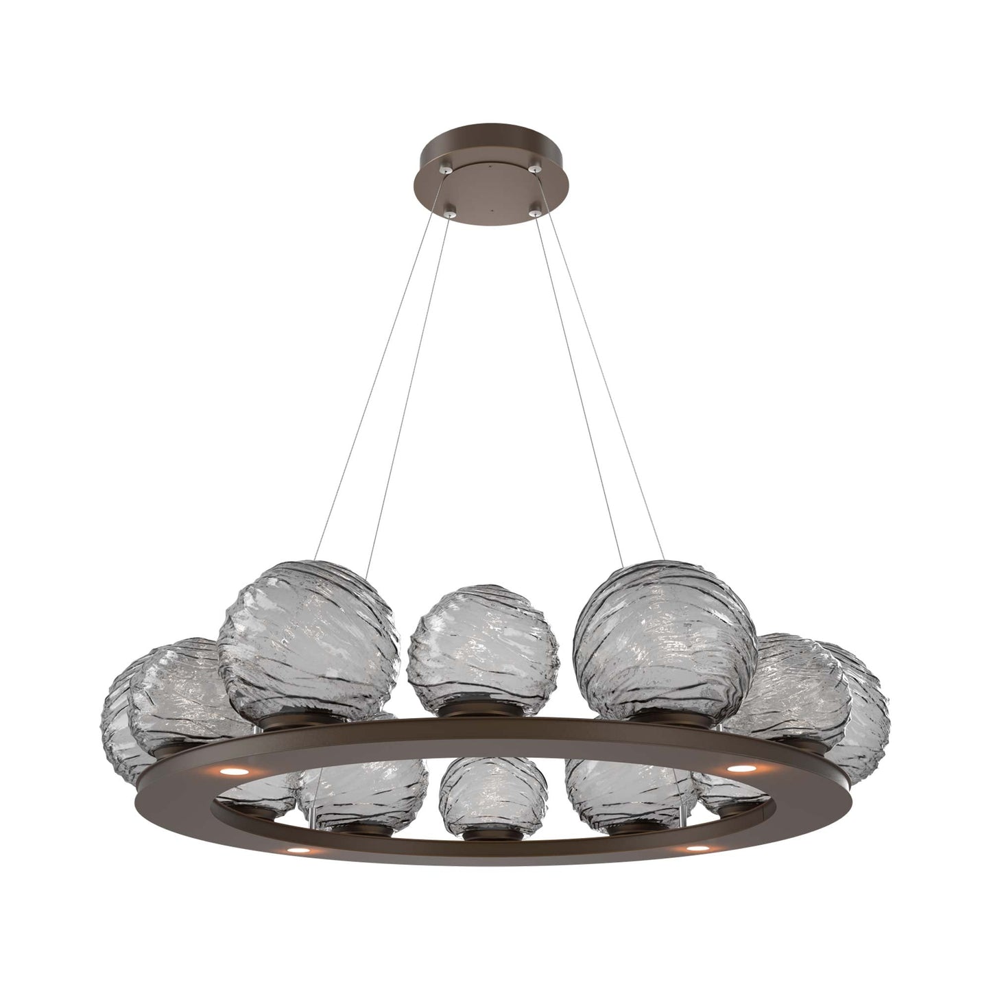 Gaia Ring LED Chandelier in Flat Bronze/Smoke Blown Glass (38.4-Inch).