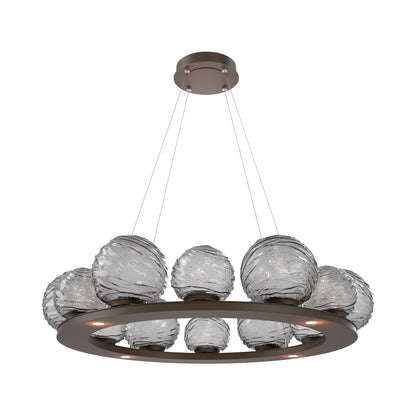 Gaia Ring LED Chandelier in Flat Bronze/Smoke Blown Glass (38.4-Inch).