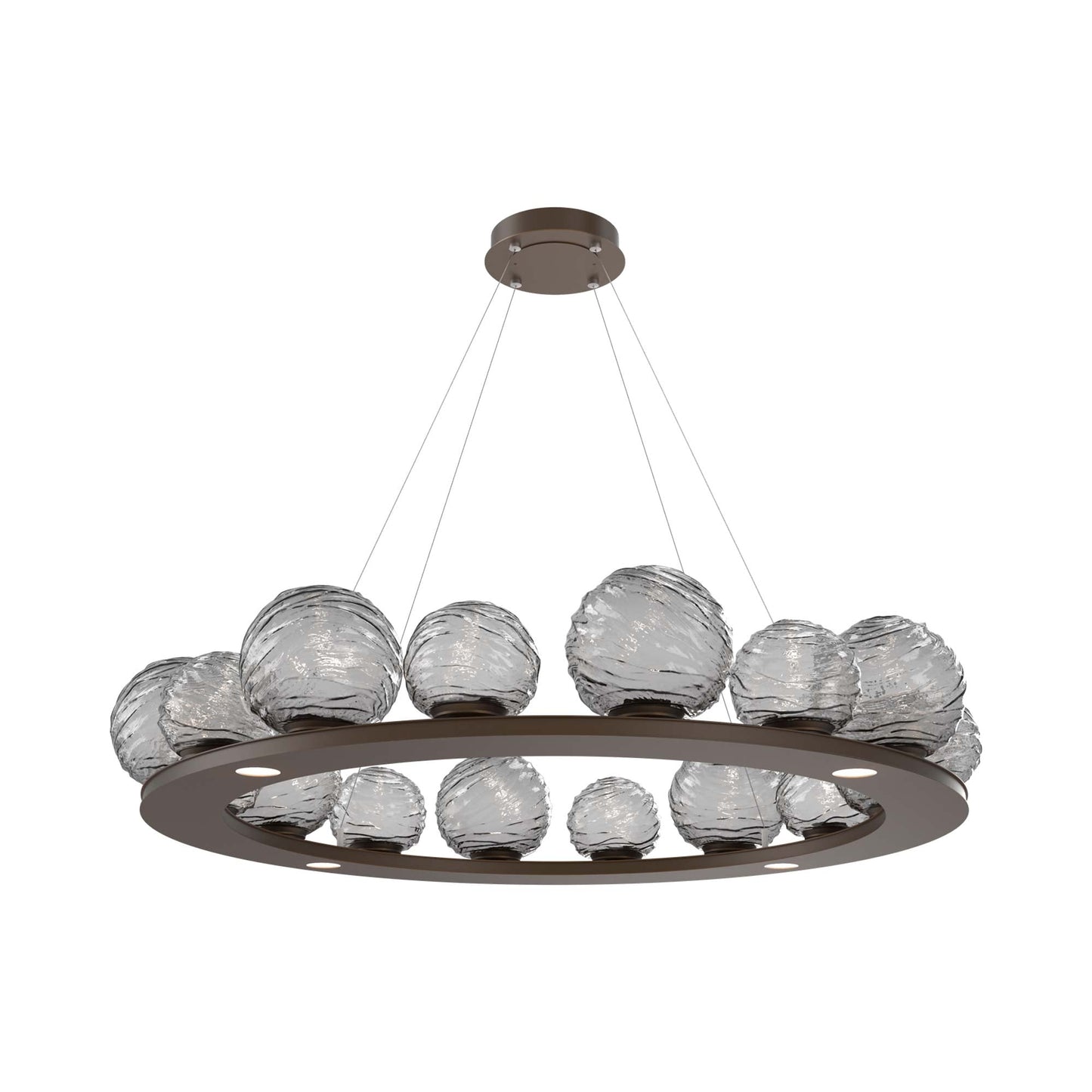 Gaia Ring LED Chandelier in Flat Bronze/Smoke Blown Glass (48.5-Inch).