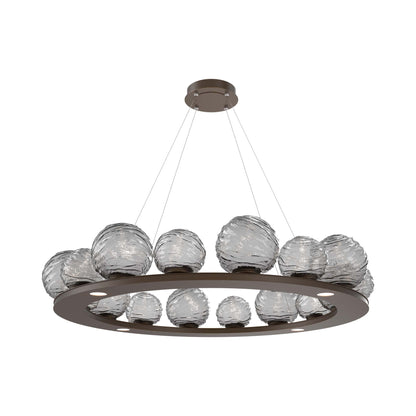 Gaia Ring LED Chandelier in Flat Bronze/Smoke Blown Glass (48.5-Inch).