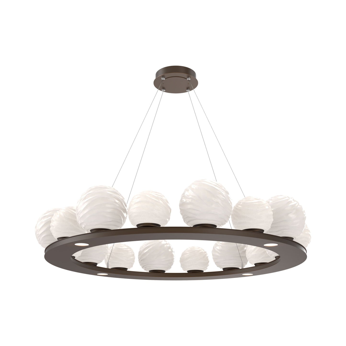Gaia Ring LED Chandelier in Flat Bronze/White Blown Glass (48.5-Inch).