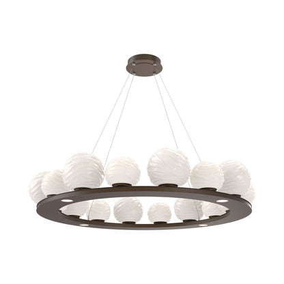 Gaia Ring LED Chandelier in Flat Bronze/White Blown Glass (48.5-Inch).