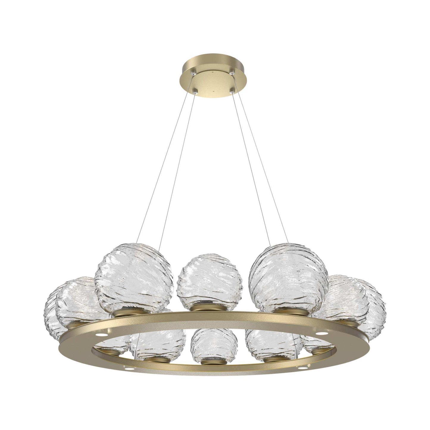 Gaia Ring LED Chandelier in Gilded Brass/Clear Blown Glass (38.4-Inch).