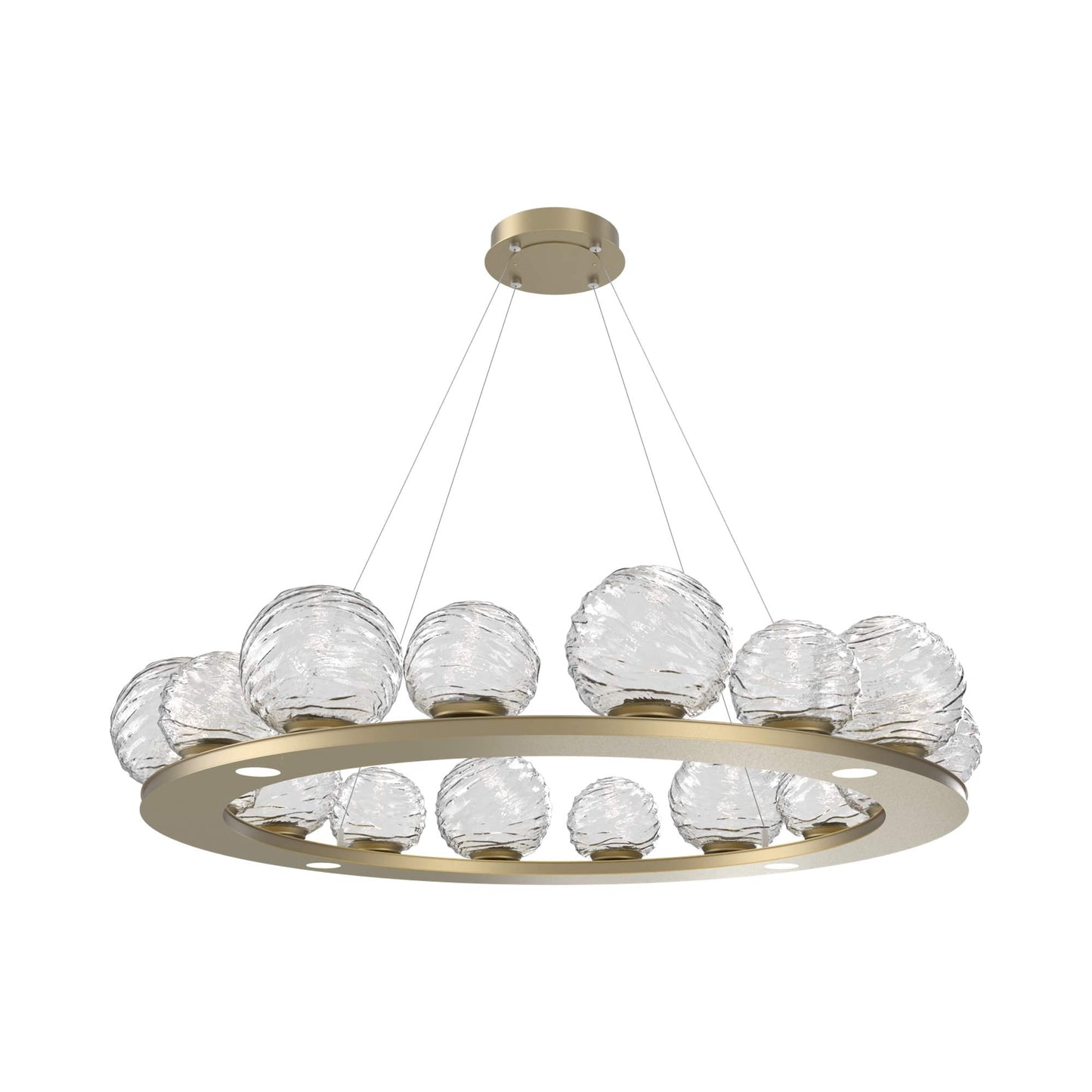 Gaia Ring LED Chandelier in Gilded Brass/Clear Blown Glass (48.5-Inch).