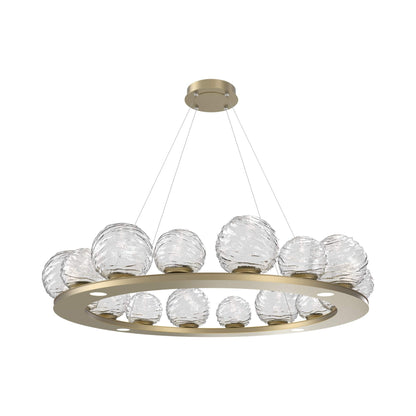 Gaia Ring LED Chandelier in Gilded Brass/Clear Blown Glass (48.5-Inch).