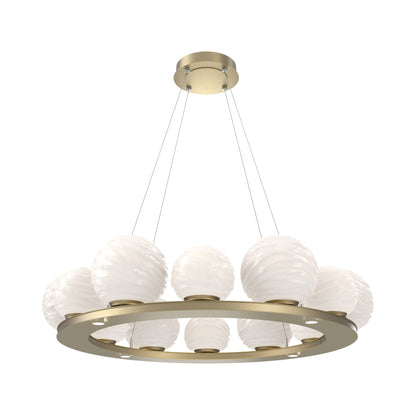 Gaia Ring LED Chandelier in Gilded Brass/White Blown Glass (38.4-Inch).