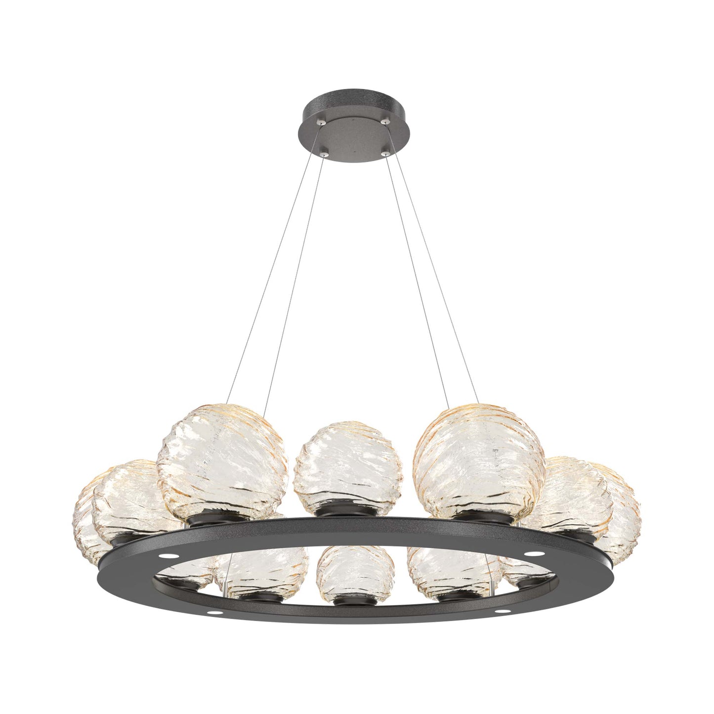 Gaia Ring LED Chandelier in Graphite/Amber Blown Glass (38.4-Inch).