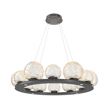 Gaia Ring LED Chandelier in Graphite/Amber Blown Glass (38.4-Inch).