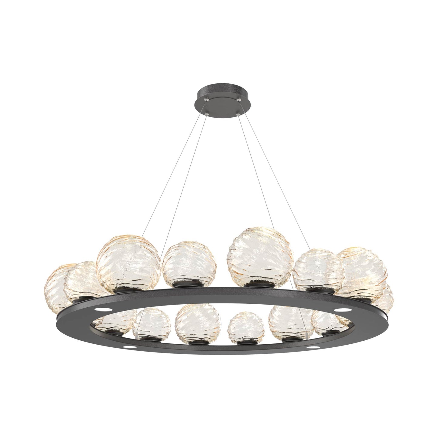 Gaia Ring LED Chandelier in Graphite/Amber Blown Glass (48.5-Inch).