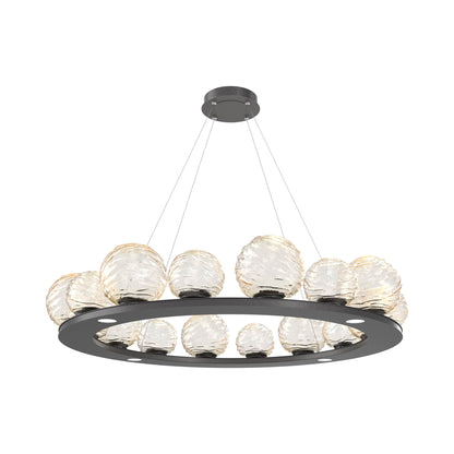 Gaia Ring LED Chandelier in Graphite/Amber Blown Glass (48.5-Inch).