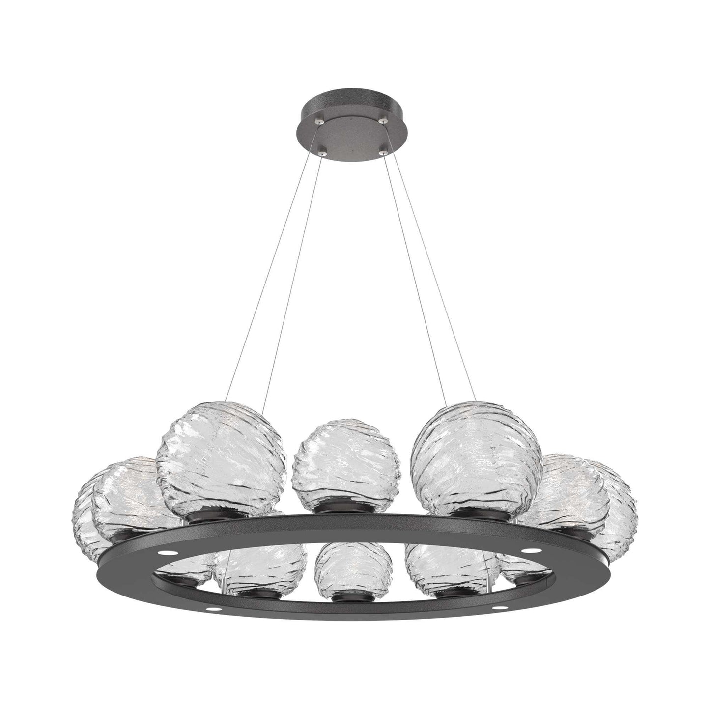 Gaia Ring LED Chandelier in Graphite/Clear Blown Glass (38.4-Inch).