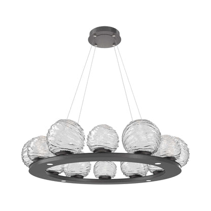 Gaia Ring LED Chandelier in Graphite/Clear Blown Glass (38.4-Inch).