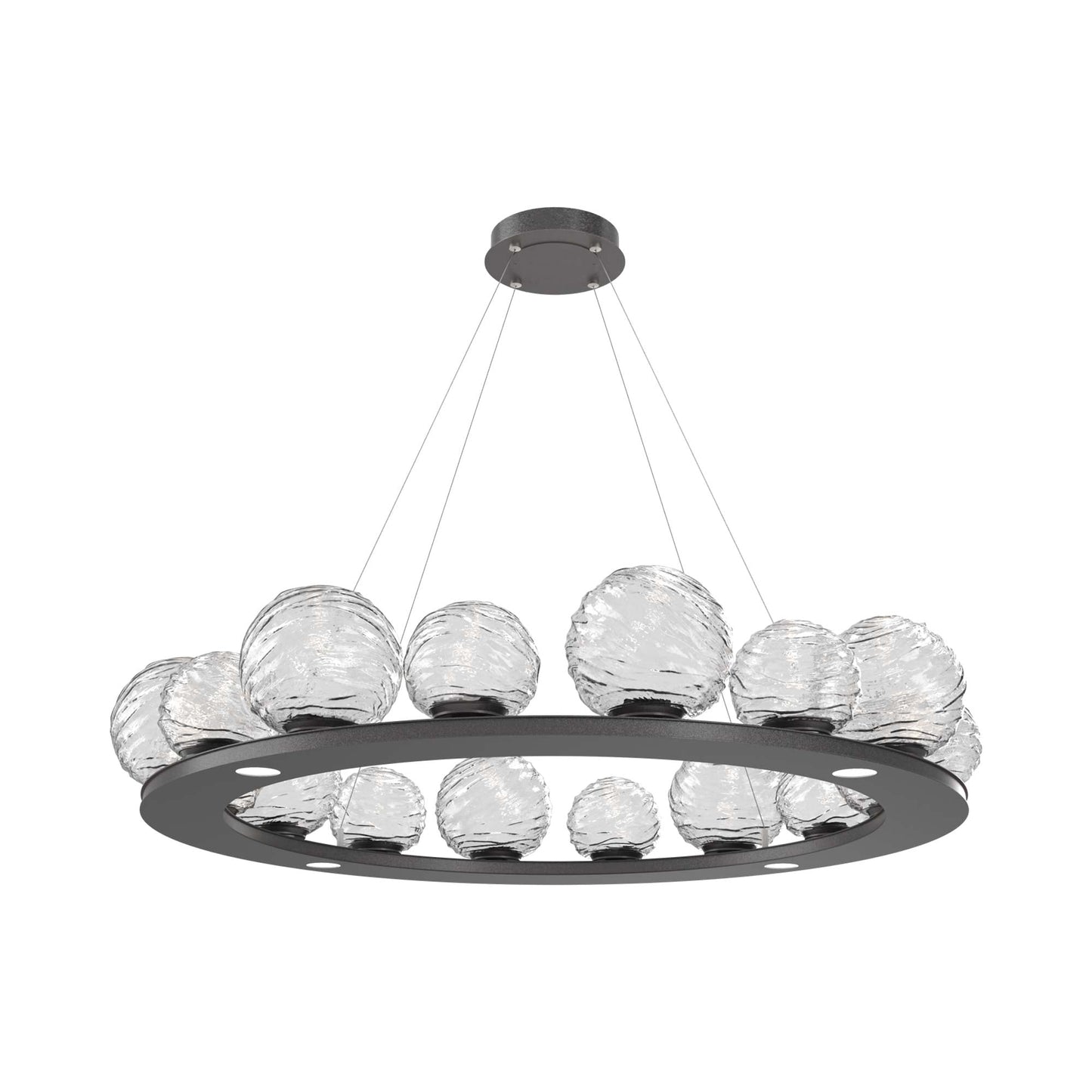 Gaia Ring LED Chandelier in Graphite/Clear Blown Glass (48.5-Inch).