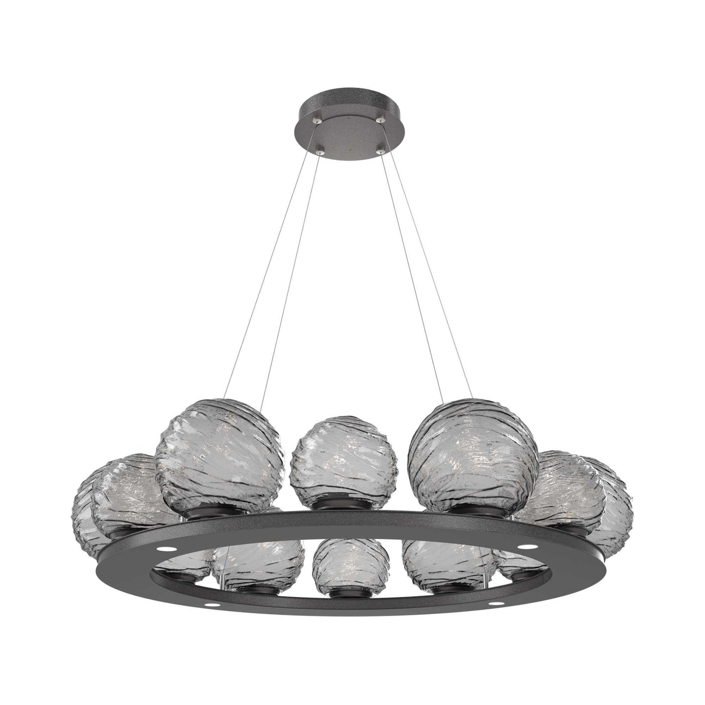 Gaia Ring LED Chandelier in Graphite/Smoke Blown Glass (38.4-Inch).