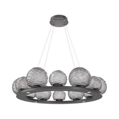 Gaia Ring LED Chandelier in Graphite/Smoke Blown Glass (38.4-Inch).