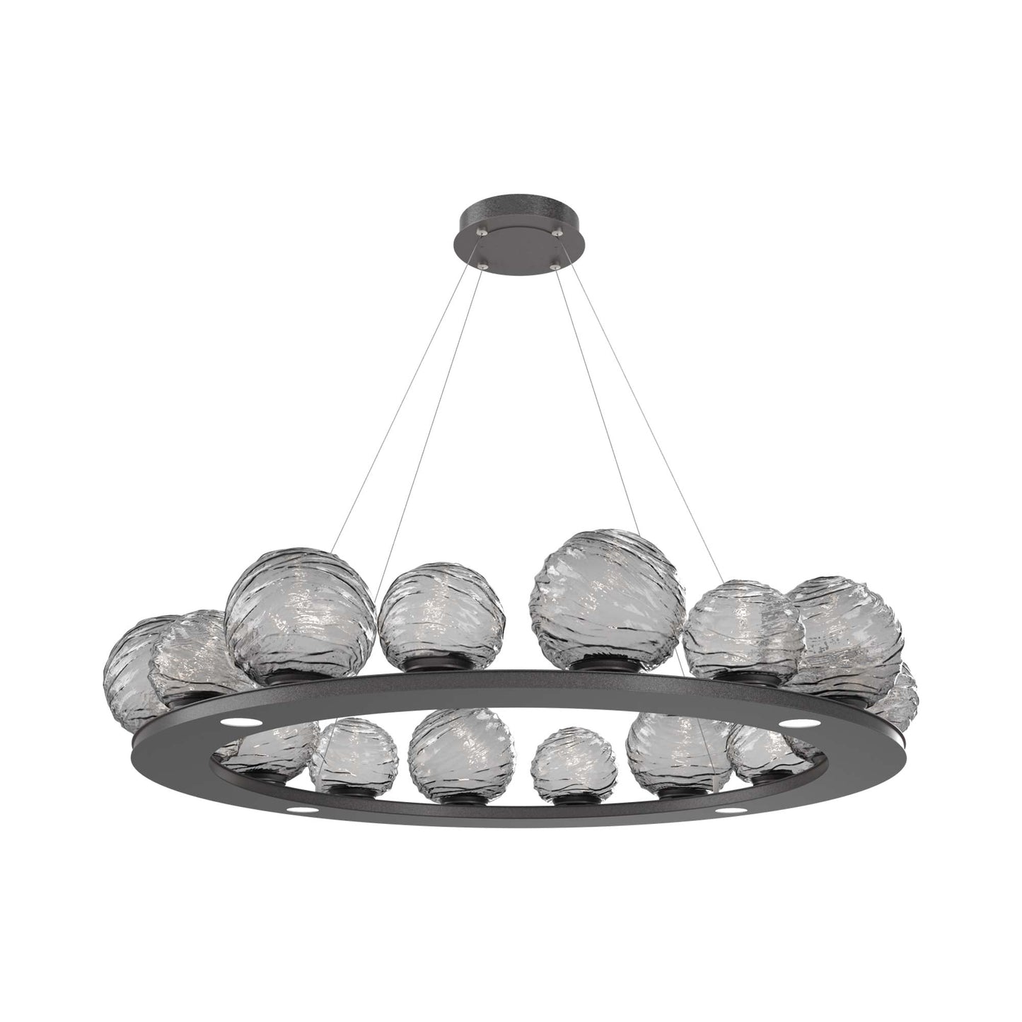 Gaia Ring LED Chandelier in Graphite/Smoke Blown Glass (48.5-Inch).